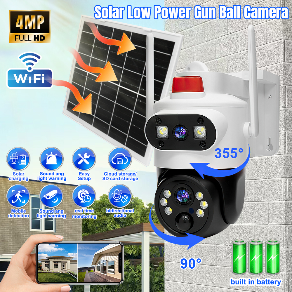 Home Security Wifi Camera - Solar Security Cameras Wireless Outdoor Dual