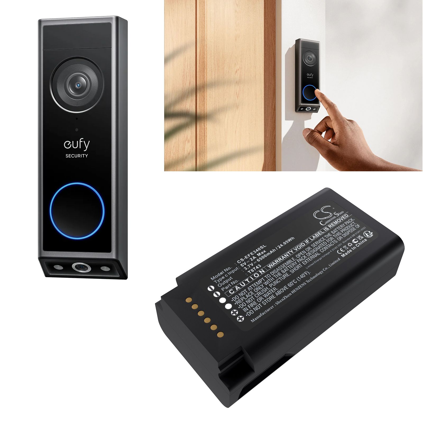 Home Security Battery Replacement - Replacement 3.7V 6500mAh Home Security Camera