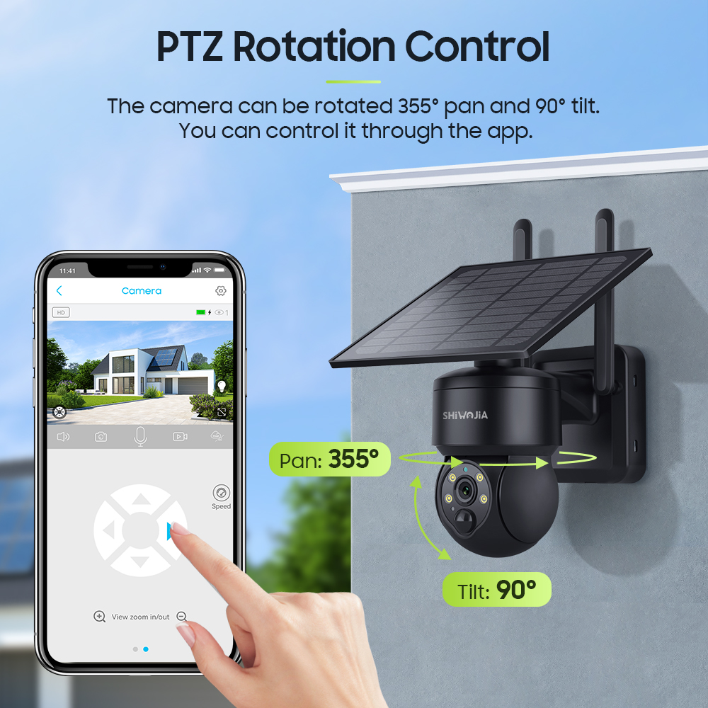 SHIWOJIA WIFI Wireless PTZ Sol - Home Security Cameras Wireless 评论和价格