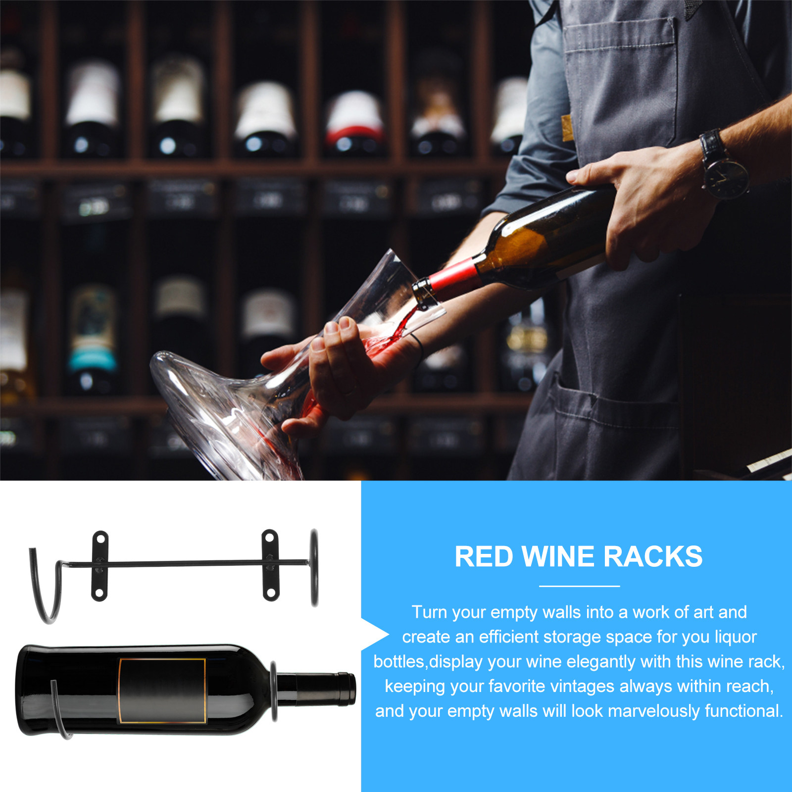 6Pcs Metal Wine Rack Wall Moun - Home Security Bars 评论和价格