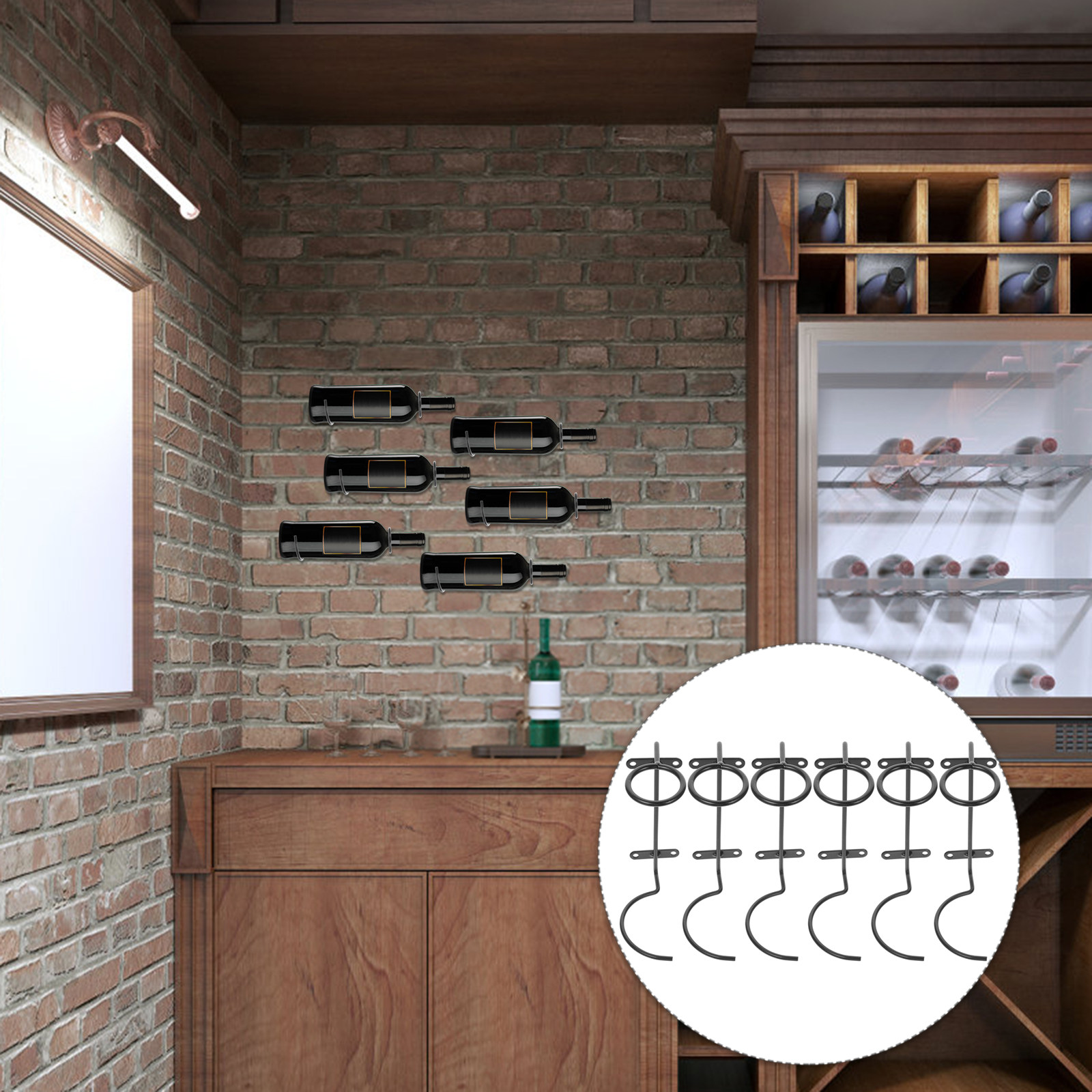 6Pcs Metal Wine Rack Wall Moun - Home Security Bars 评论和价格