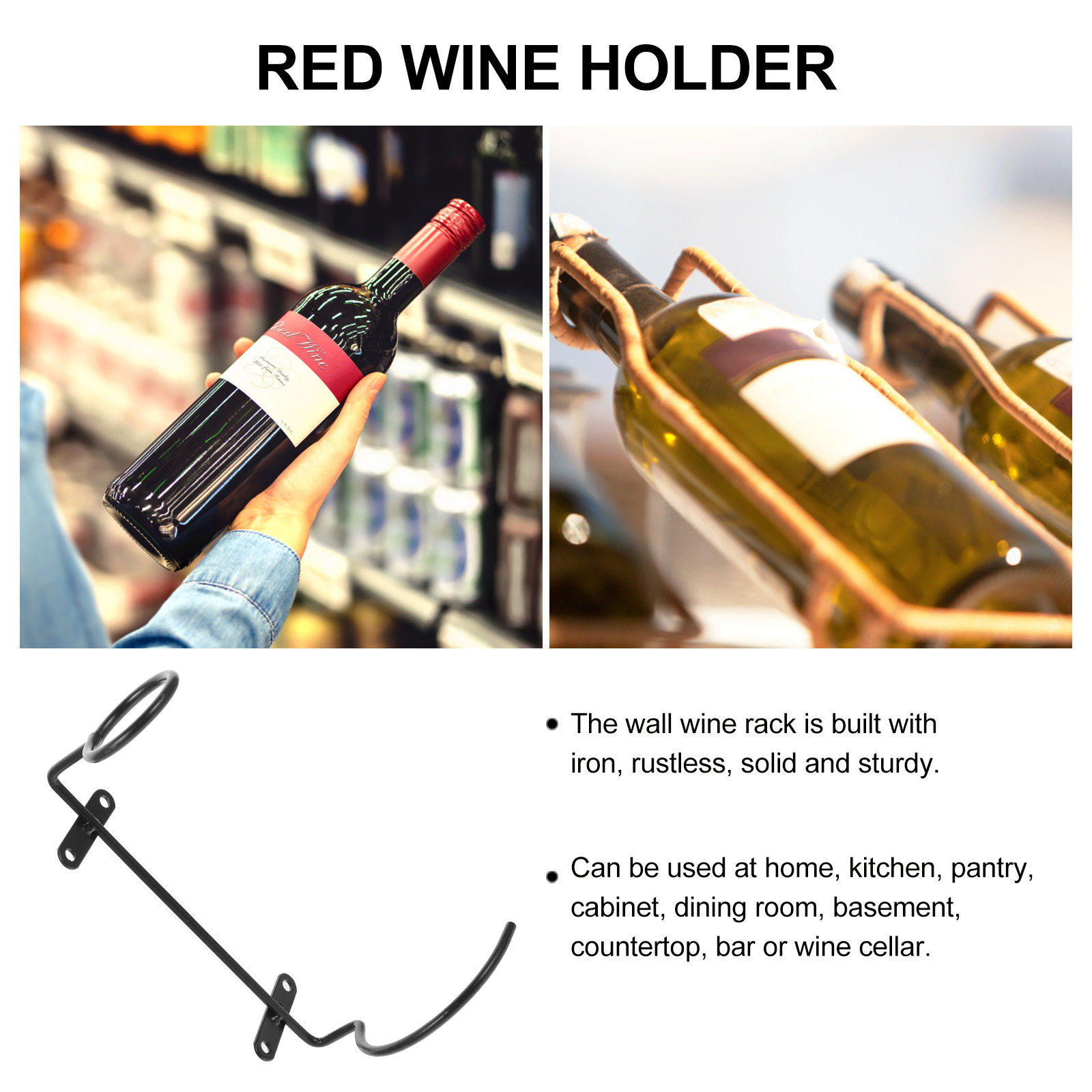 6Pcs Metal Wine Rack Wall Moun - Home Security Bars 评论和价格