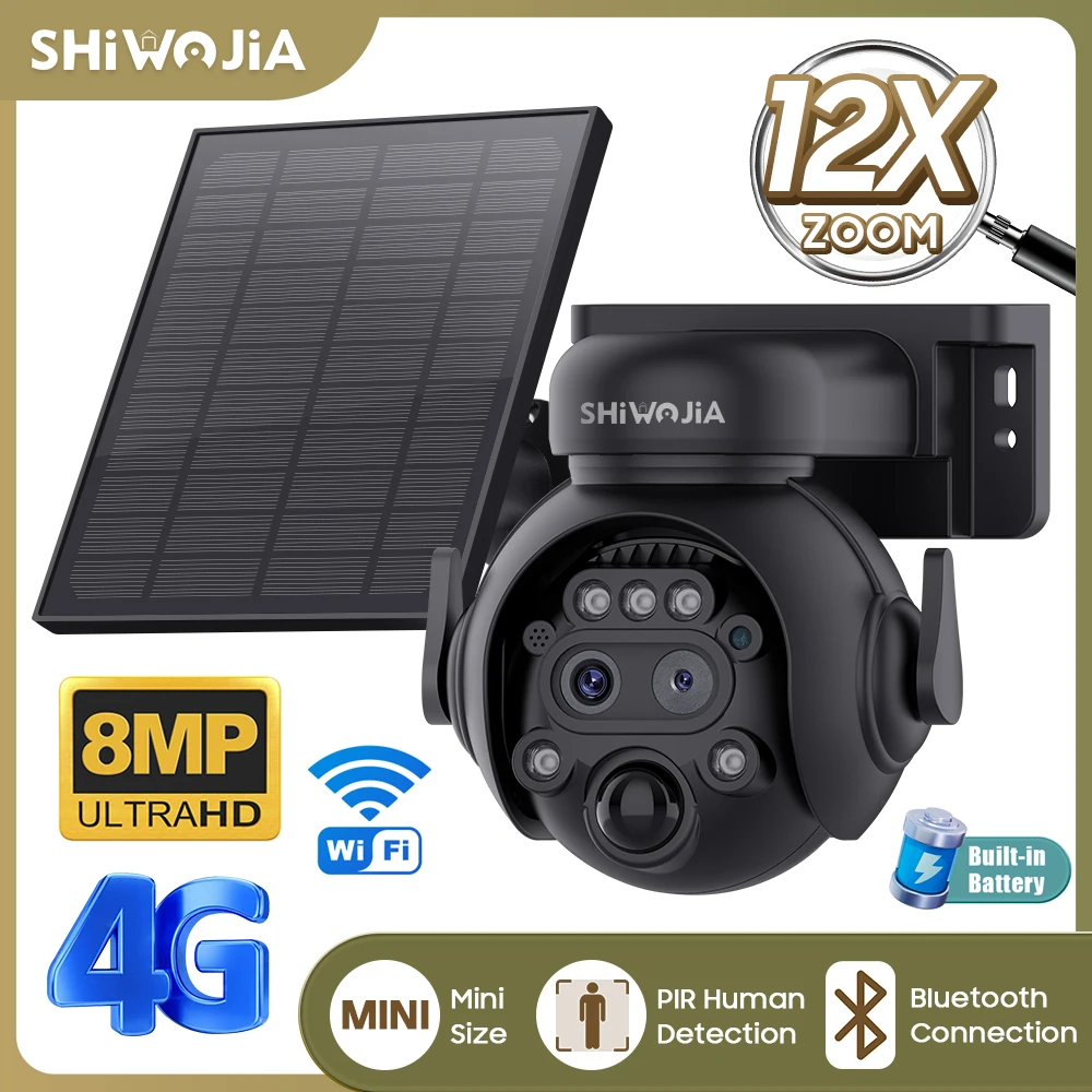 SHIWOJIA 12X Zoom 4G LTE Solar - Home Security Cameras Wireless 评论和价格