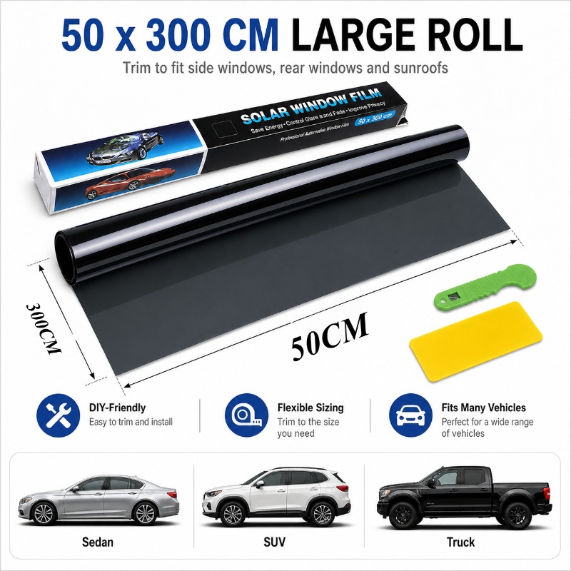 Car Window Tint Film 50x300cm, - Home Security For Windows 评论和价格