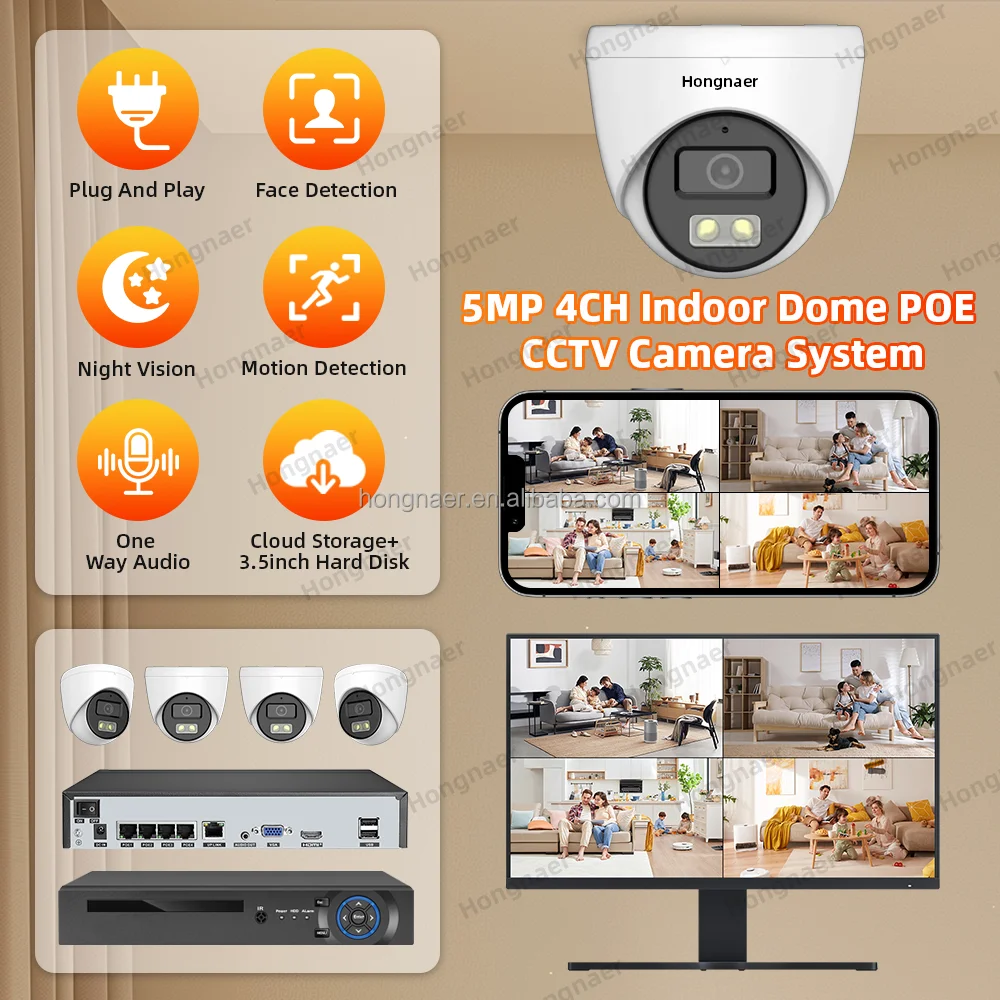 2026 Hongnaer 4MP 5MP 8MP 4CH  - Home Security Camera 评论和价格