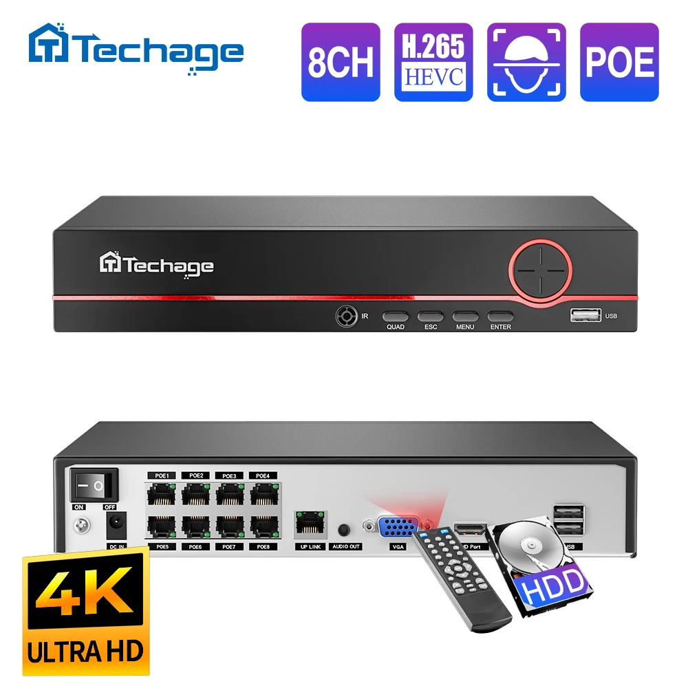 Techage H.265 8CH PoE Network  - Home Security Camera 评论和价格