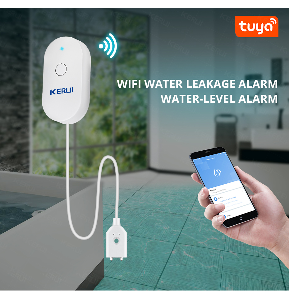 KERUI Smart  WiFi Water Sensor - Home Security And Monitoring 评论和价格