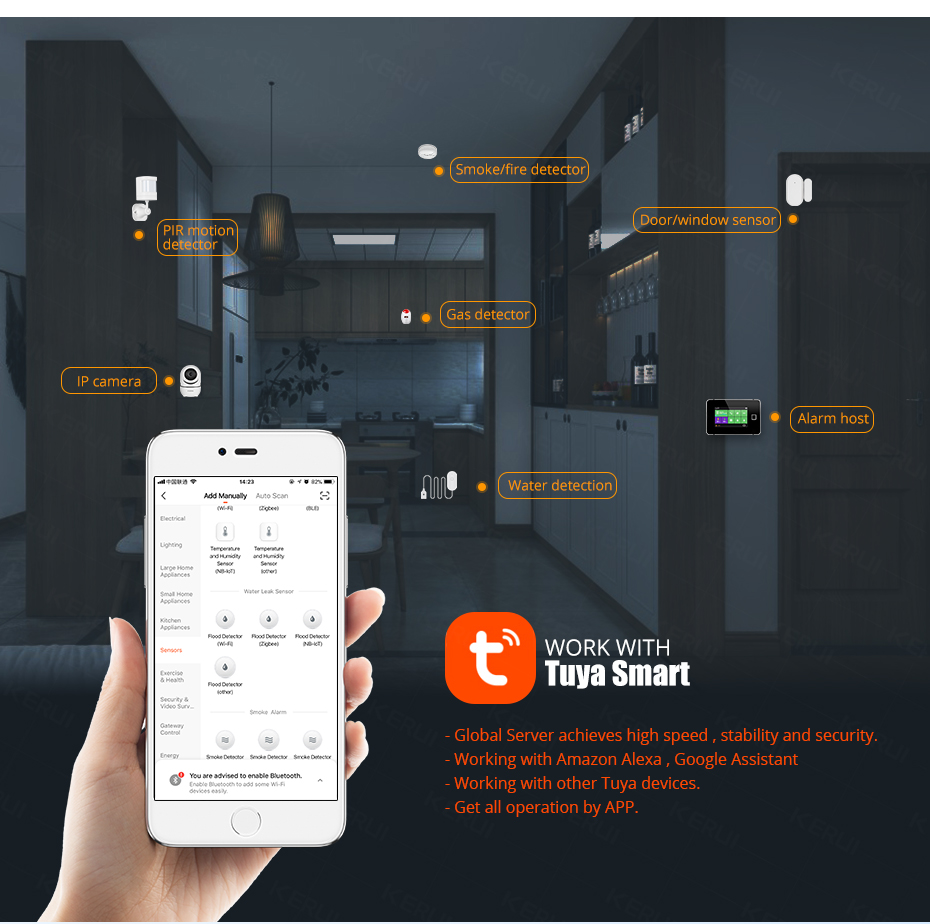 KERUI Smart  WiFi Water Sensor - Home Security And Monitoring 评论和价格