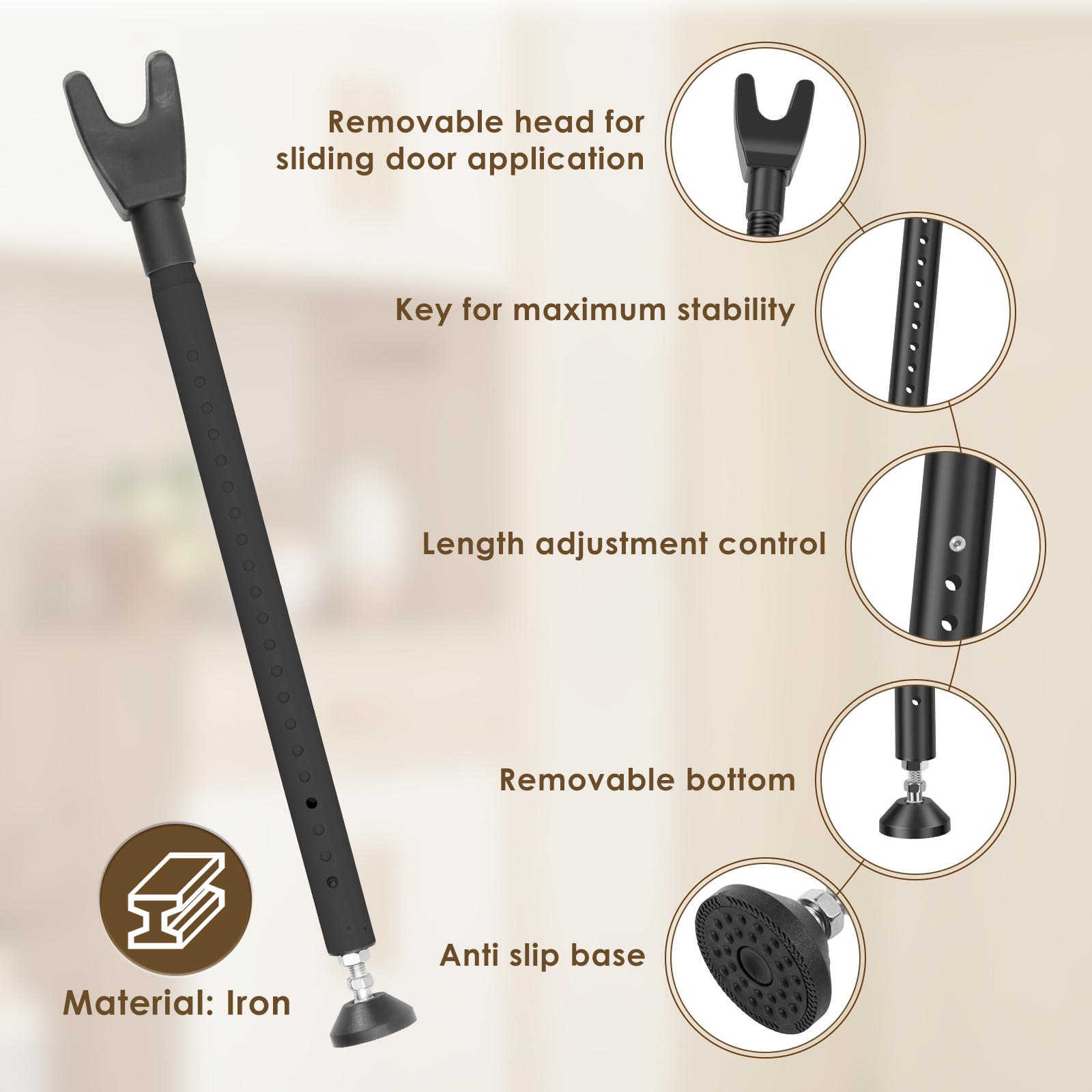 Sliding Door Lock Bar 44-55 In - Home Security Bars 评论和价格