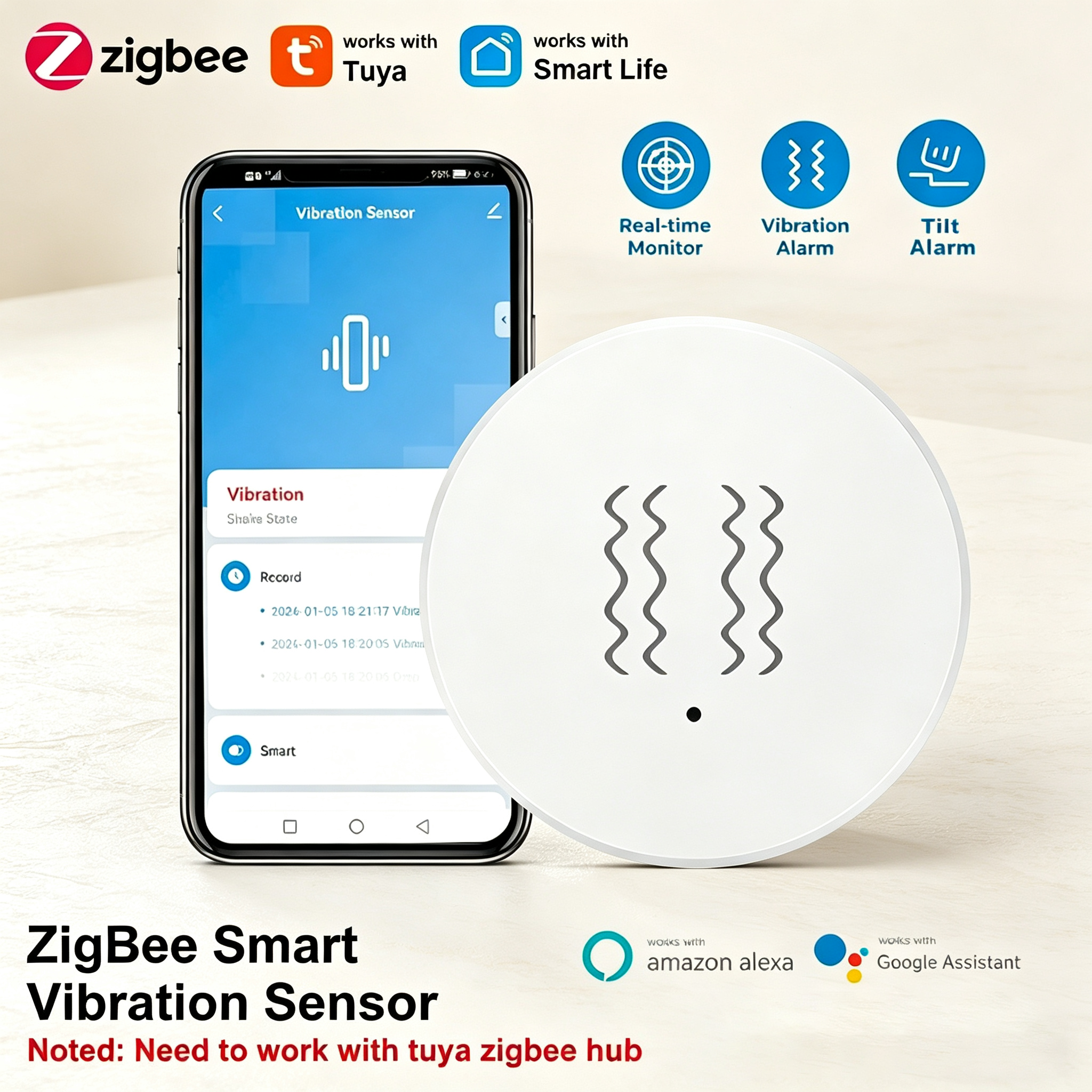 Tuya ZigBee Smart Vibration &  - Home Security And Monitoring 评论和价格