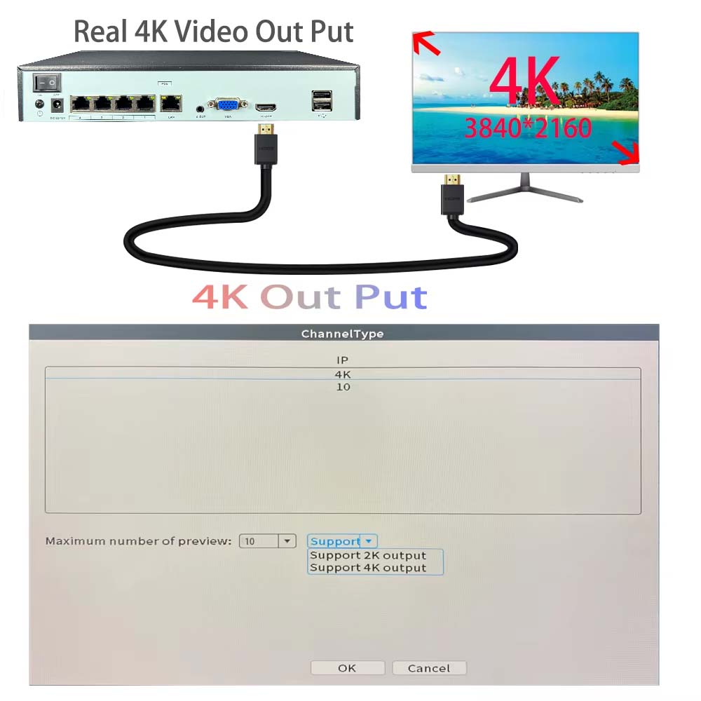 4K 10CH NVR 4/8Port POE For 8M - Home Security Camera 评论和价格