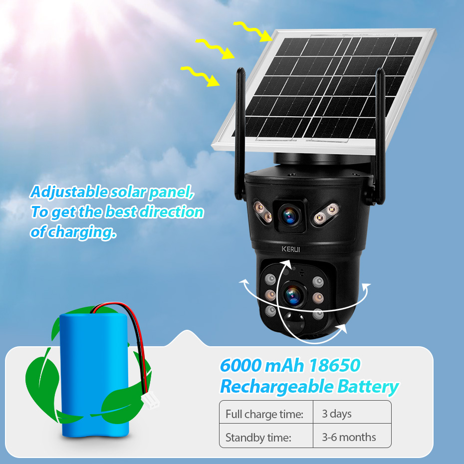 KERUI Outdoor 6MP Solar Camera - Home Security For Windows 评论和价格