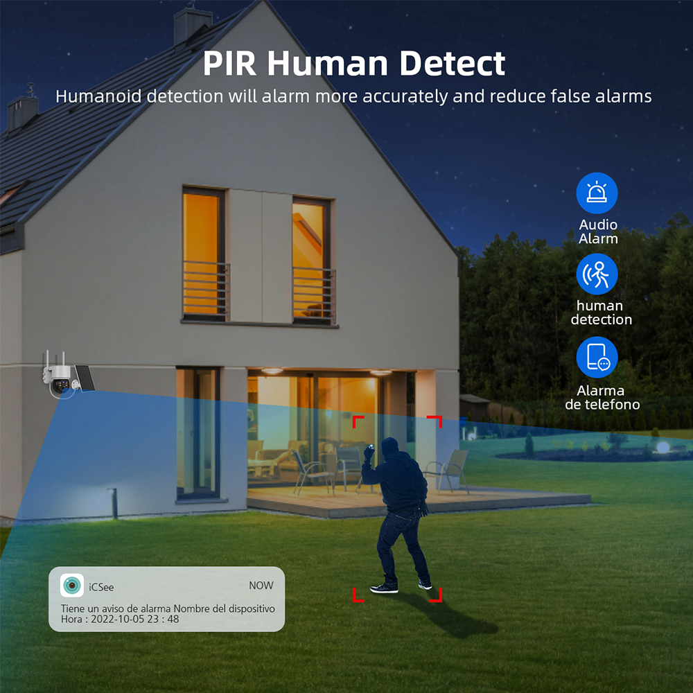 WIFI Solar Camera 2MP PIR Huma - Home Security Cameras Wireless 评论和价格