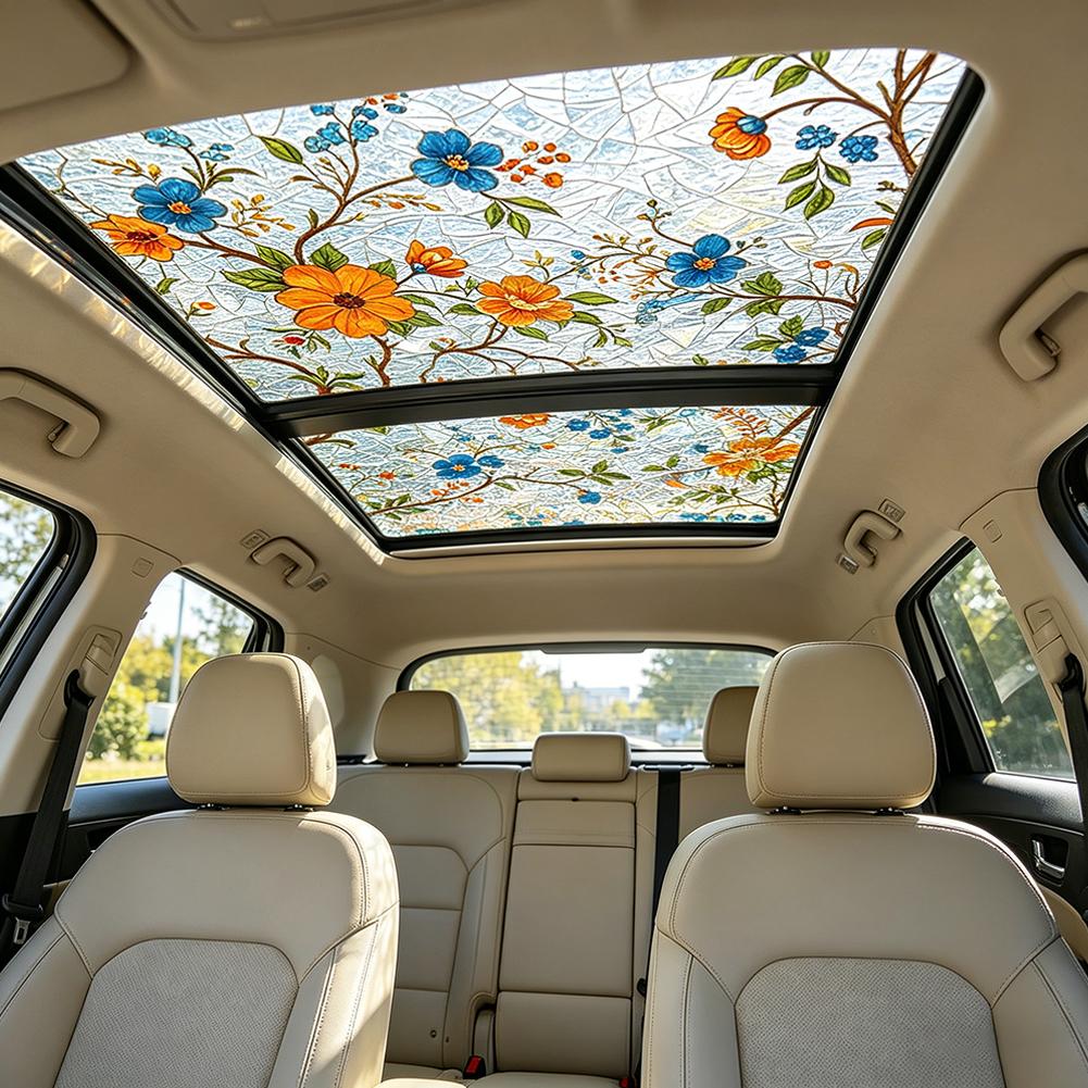 Floral Stained Glass Car Sunro - Home Security For Windows 评论和价格