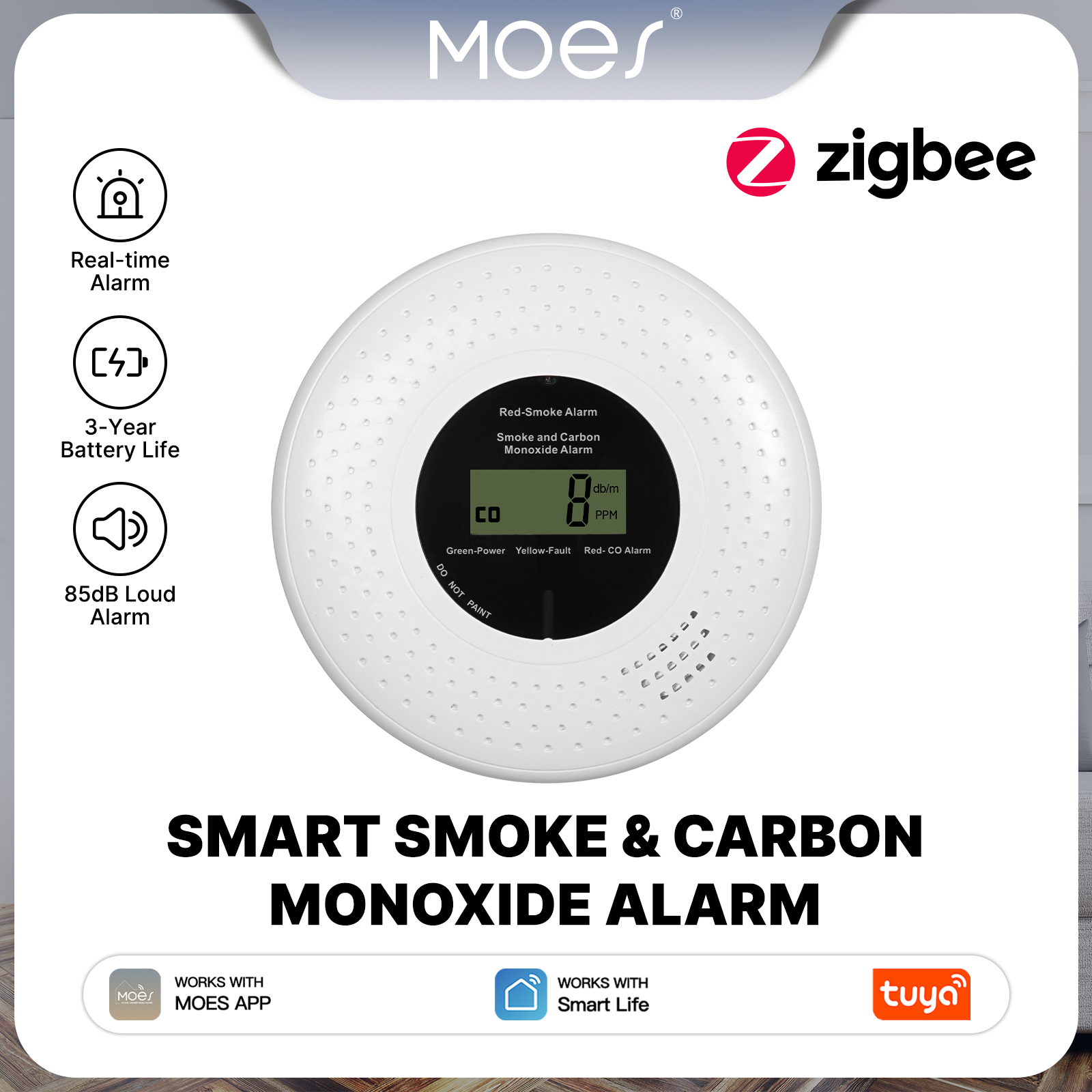 MOES Tuya Zigbee Smart Smoke C - Home Security And Monitoring 评论和价格